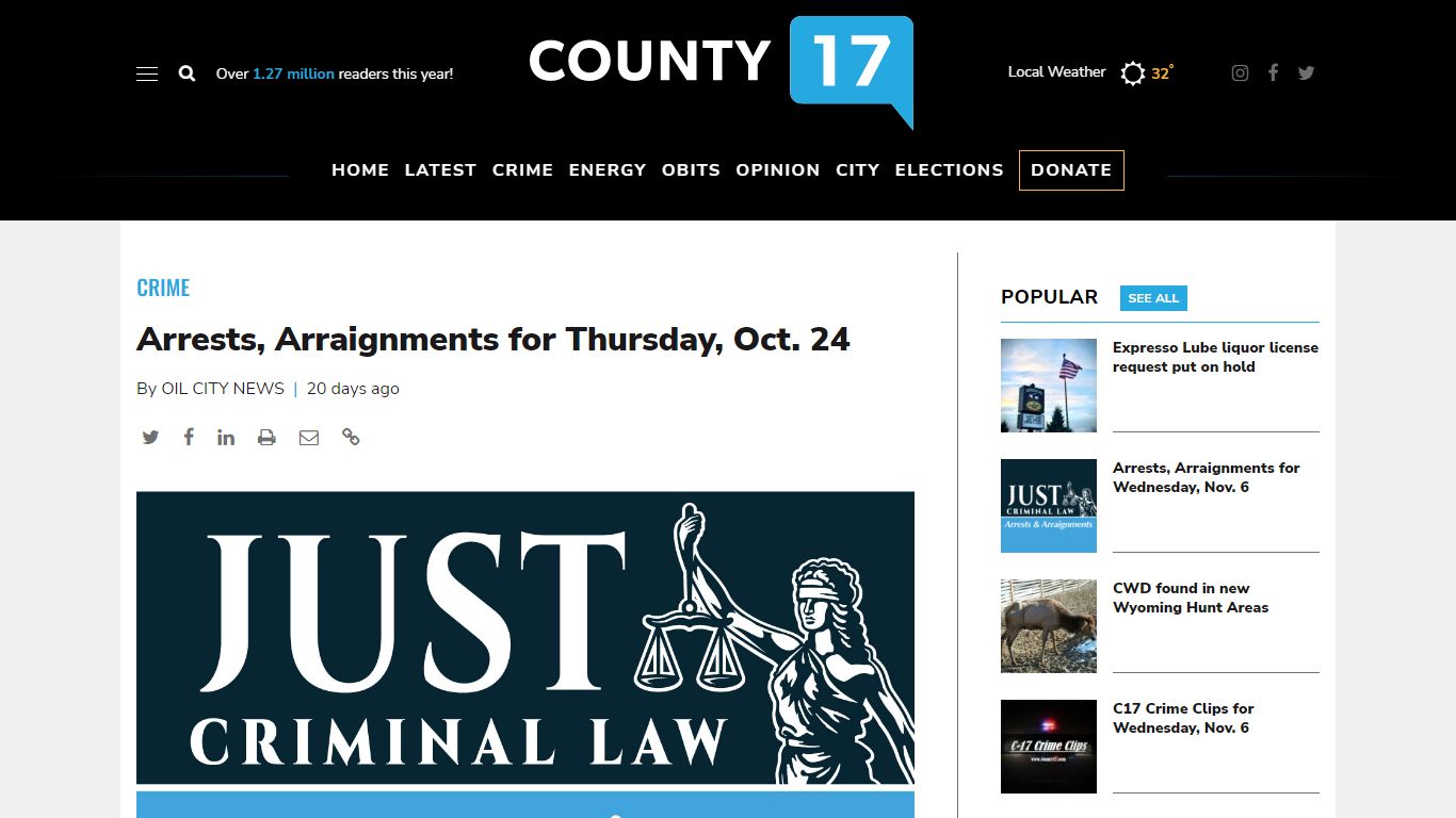 Arrests, Arraignments for Thursday, Oct. 24 | County 17