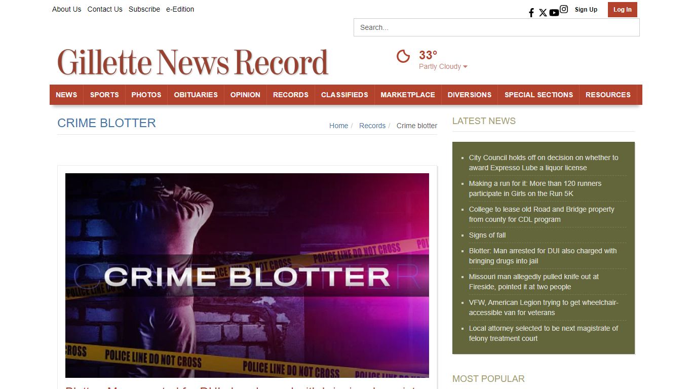 Crime blotter | gillettenewsrecord.com