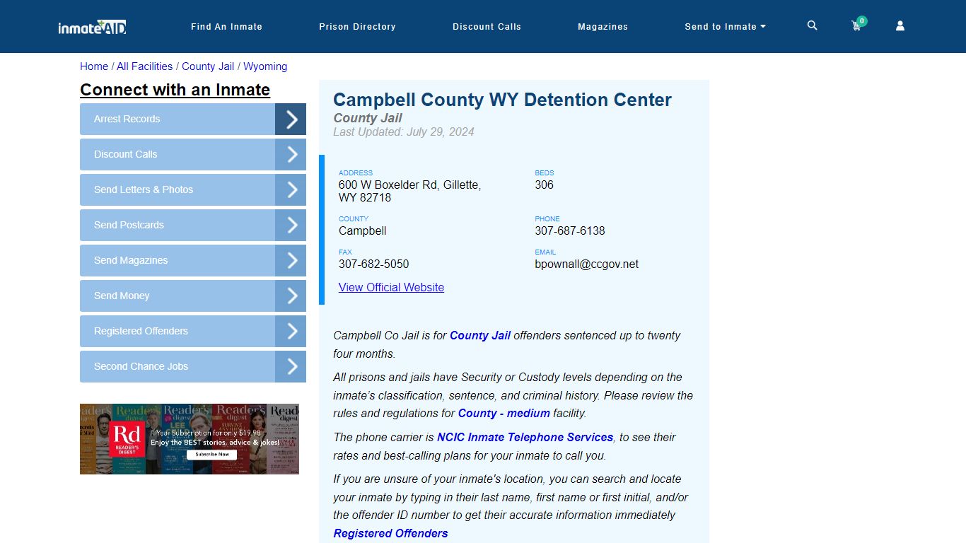 Campbell County WY Detention Center - Inmate Locator